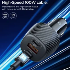 ŁADOWARKA SAMOCHODOWA SPIGEN ESSENTIAL EV1133 3-PORTOWA 113W CZARNA