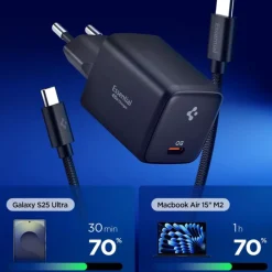 ŁADOWARKA SIECIOWA SPIGEN EE451EU ESSENTIAL 1-PORT 45W Z KABLEM USB-C CZARNA