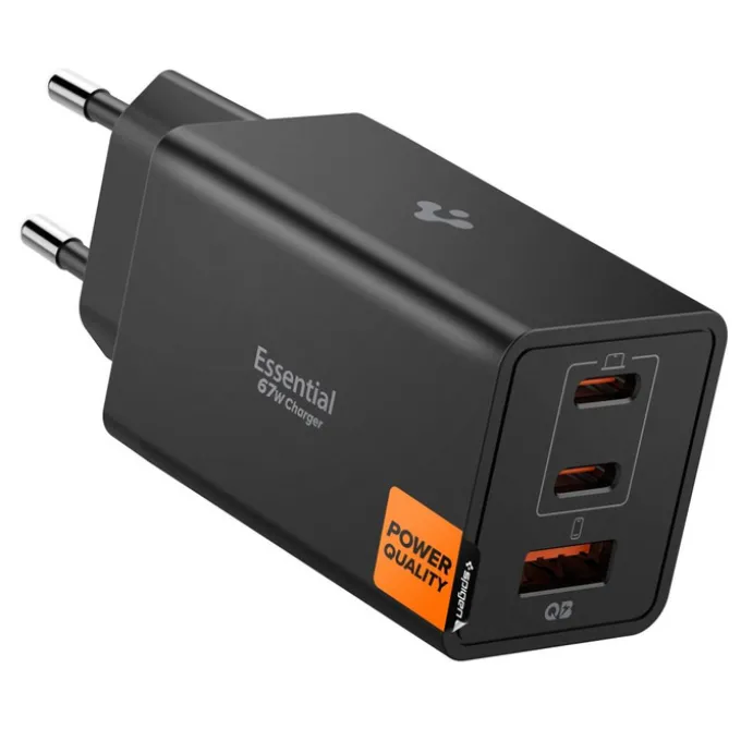 ŁADOWARKA SIECIOWA SPIGEN ESSENTIAL EE673EU 3-PORTOWA 67W CZARNA