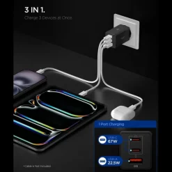 ŁADOWARKA SIECIOWA SPIGEN ESSENTIAL EE673EU 3-PORTOWA 67W CZARNA