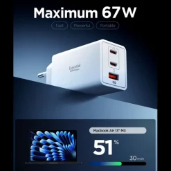 ŁADOWARKA SIECIOWA SPIGEN ESSENTIAL EE673EU 3-PORTOWA 67W BIAŁA