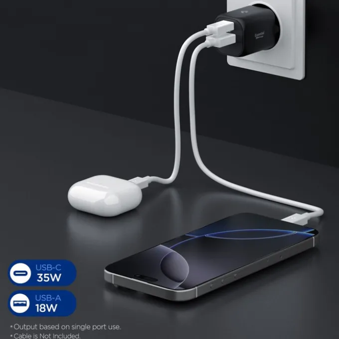ŁADOWARKA SIECIOWA SPIGEN ESSENTIAL EE352EU 2-PORTOWA 35W CZARNA