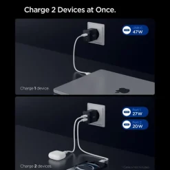 ŁADOWARKA SIECIOWA SPIGEN ESSENTIAL EE472EU 2-PORTOWA 47W CZARNA