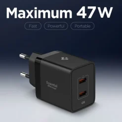 ŁADOWARKA SIECIOWA SPIGEN ESSENTIAL EE472EU 2-PORTOWA 47W CZARNA