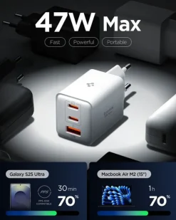 ŁADOWARKA SIECIOWA USB-C USB-A SPIGEN ESSENTIAL 47W EE473EU BIAŁA