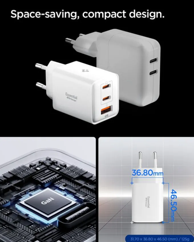 ŁADOWARKA SIECIOWA USB-C USB-A SPIGEN ESSENTIAL 47W EE473EU BIAŁA
