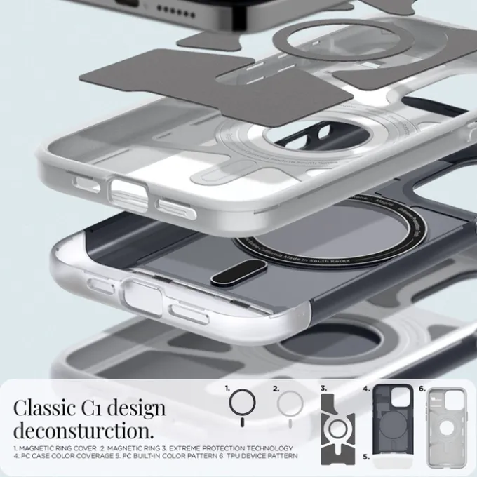 Etui iPhone 15 Pro Max Spigen Classic C1 Mag Magsafe Graphite Case