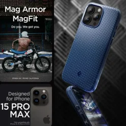 Etui iPhone 15 Pro Max Spigen Mag Armor Magsafe Navy Blue Case