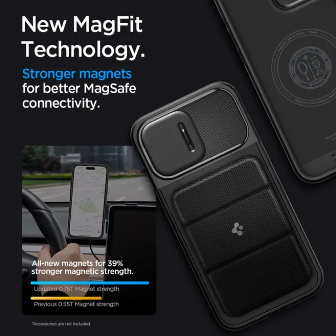 Etui iPhone 15 Pro Max Spigen Optik Armor Mag Magsafe Black Case