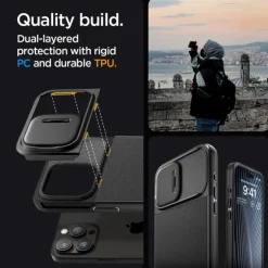 Etui iPhone 15 Pro Max Spigen Optik Armor Mag Magsafe Black Case