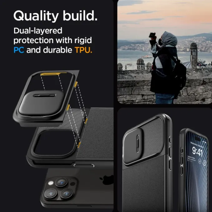 Etui iPhone 15 Pro Max Spigen Optik Armor Mag Magsafe Black Case