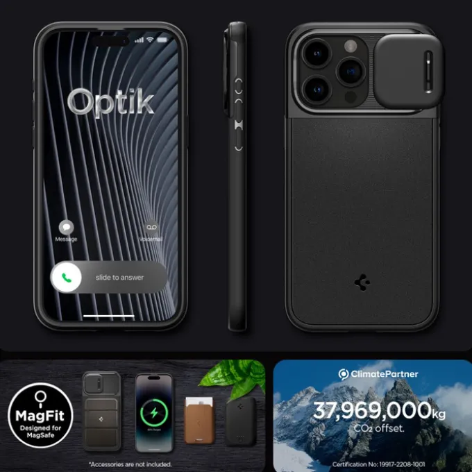 Etui iPhone 15 Pro Max Spigen Optik Armor Mag Magsafe Black Case