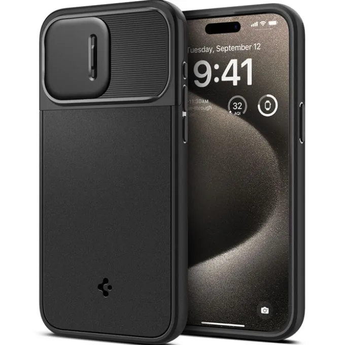 Etui iPhone 15 Pro Max Spigen Optik Armor Mag Magsafe Black Case