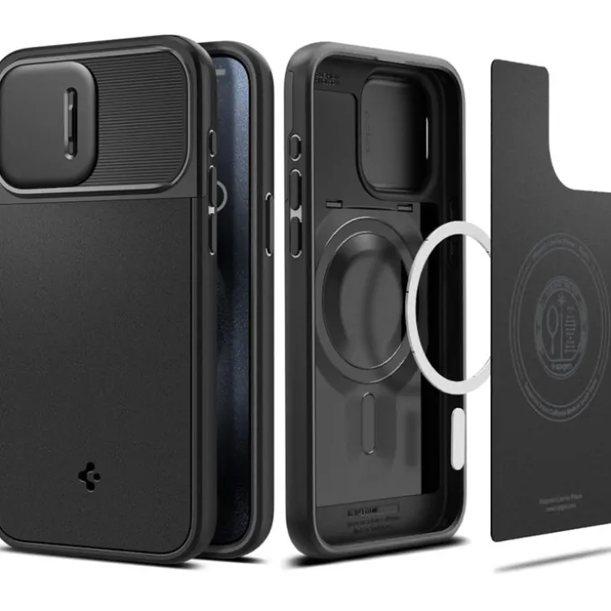 Etui iPhone 15 Pro Max Spigen Optik Armor Mag Magsafe Black Case