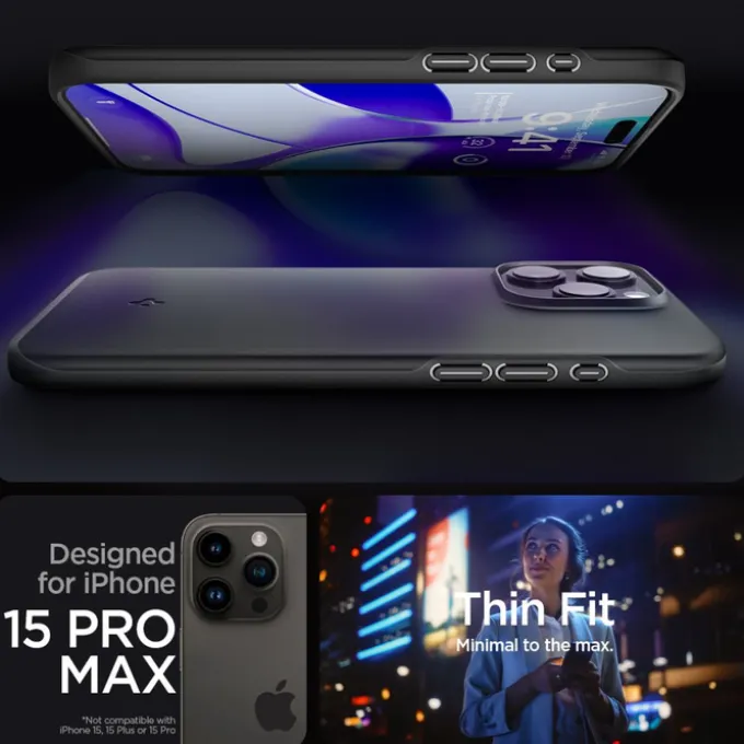 Etui iPhone 15 Pro Max Spigen Thin Fit Black Case