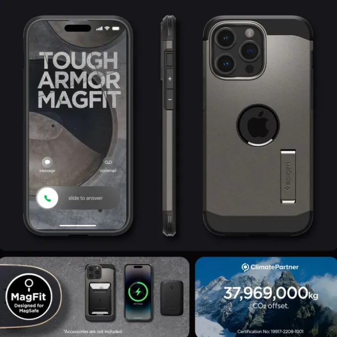 Etui iPhone 15 Pro Max Spigen Tough Armor Mag Magsafe Gunmetal