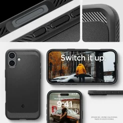 Etui iPhone 16 Spigen Rugged Armor Mag Magsafe Matte Black