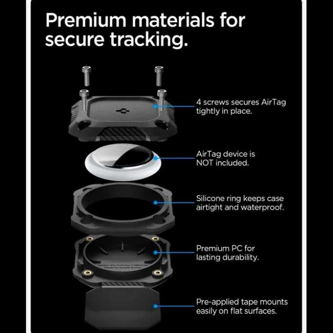 ETUI SPIGEN APPLE AIRTAG 1 / 2 TOUGH ARMOR BLACK
