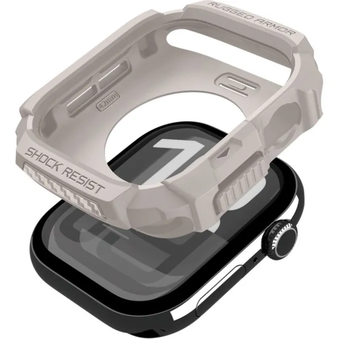ETUI SPIGEN APPLE WATCH 10 / 11 (42 MM) RUGGED ARMOR V2 DUNE BEIGE