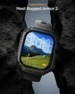 ETUI SPIGEN APPLE WATCH 11 46MM RUGGED ARMOR 2 MATTE BLACK
