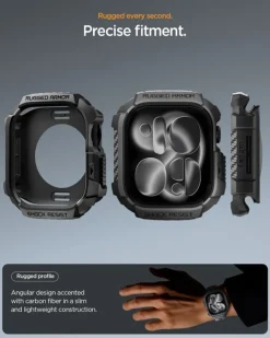 ETUI SPIGEN APPLE WATCH 11 46MM RUGGED ARMOR 2 MATTE BLACK