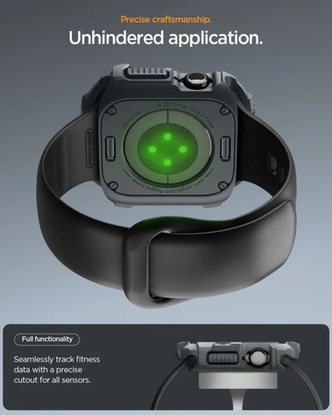 ETUI SPIGEN APPLE WATCH 11 46MM RUGGED ARMOR 2 DARK GRAY