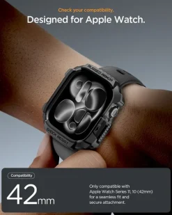 ETUI SPIGEN APPLE WATCH 11 42MM RUGGED ARMOR 2 MATTE BLACK