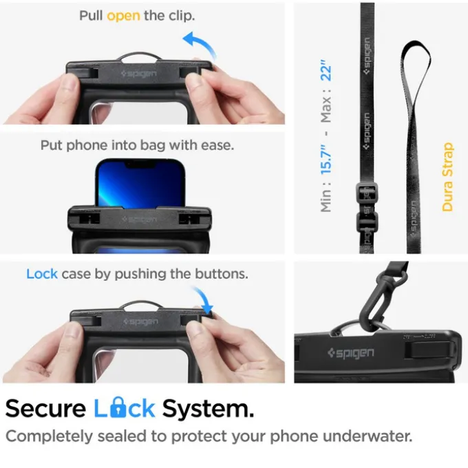 Etui Spigen A621 Universal Waterproof Case & Waist Bag Black