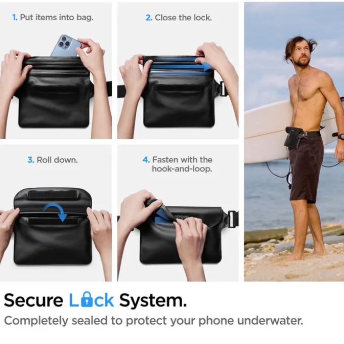 Etui Spigen A621 Universal Waterproof Case & Waist Bag Black