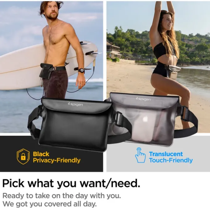 Etui Spigen A620 Uniwersalna Saszetka Wodoodporna Torebka Nerka Na Biodra Waterproof Waist Bag Black