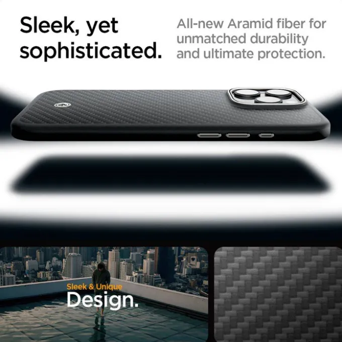 ETUI SPIGEN ENZO ARAMID MAG MAGSAFE IPHONE 16 PRO MAX BLACK/NATURAL