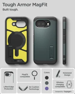 ETUI SPIGEN GOOGLE PIXEL 10A TOUGH ARMOR MAG MAGSAFE ABYSS GREEN