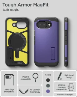 ETUI SPIGEN GOOGLE PIXEL 10A TOUGH ARMOR MAG MAGSAFE ASH VIOLET
