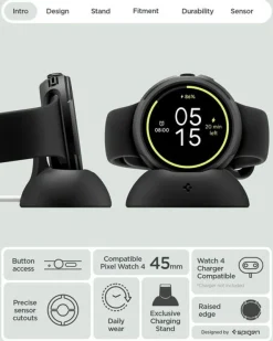 ETUI SPIGEN GOOGLE PIXEL WATCH 4 45MM LIQUID AIR V2 MATTE BLACK