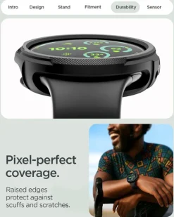ETUI SPIGEN GOOGLE PIXEL WATCH 4 41MM LIQUID AIR + STAND MATTE BLACK