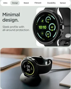 ETUI SPIGEN GOOGLE PIXEL WATCH 4 41MM LIQUID AIR + STAND MATTE BLACK