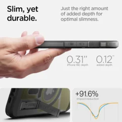 ETUI SPIGEN IPHONE 17E / 16E TOUGH ARMOR MAG MAGSAFE FROST BLACK