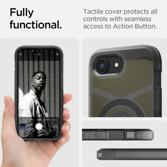 ETUI SPIGEN IPHONE 17E / 16E TOUGH ARMOR MAG MAGSAFE FROST BLACK