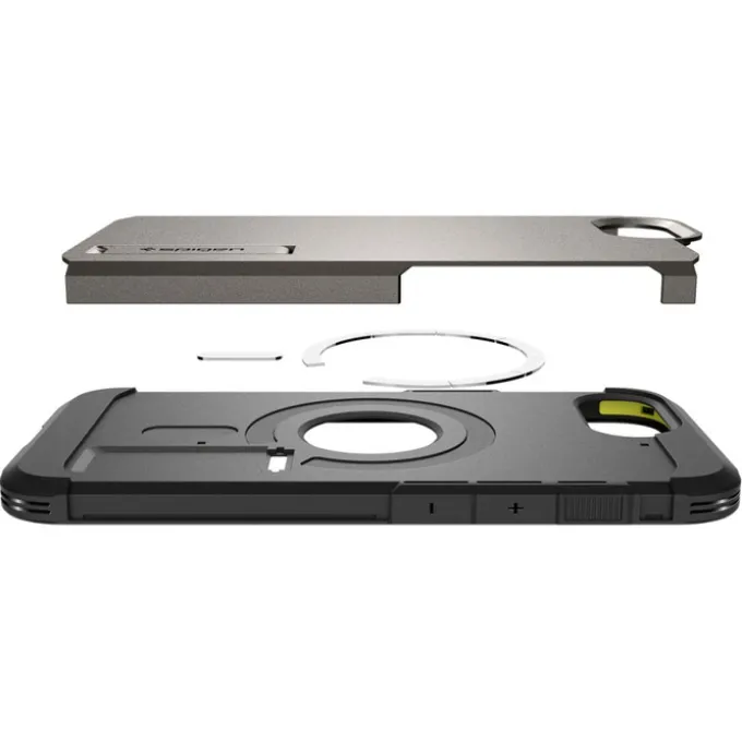 ETUI SPIGEN IPHONE 17E / 16E TOUGH ARMOR MAG MAGSAFE GUNMETAL