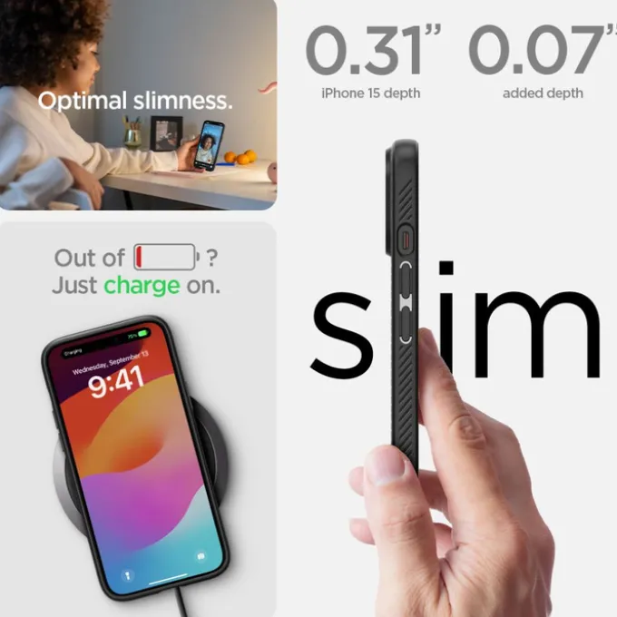 Etui SPIGEN iPhone 15 Liquid Air Matte Black Case