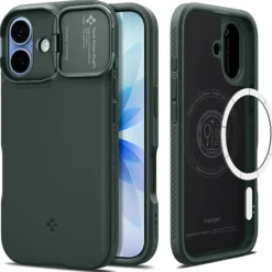 ETUI SPIGEN IPHONE 17 OPTIK ARMOR MAG MAGSAFE ABYSS GREEN