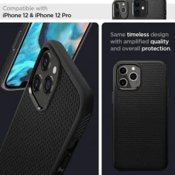 Etui SPIGEN iPhone 12 / 12 Pro Liquid Air Matte Black Czarne Case