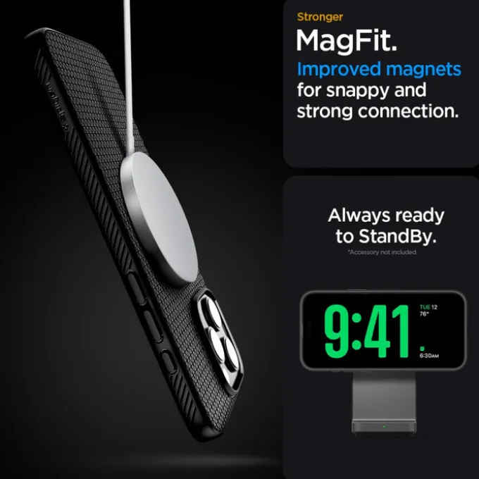 ETUI SPIGEN IPHONE 16 PRO MAX LIQUID AIR ”T” MAG MAGSAFE MATOWE CZARNE