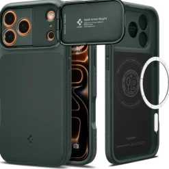 ETUI SPIGEN IPHONE 17 PRO MAX OPTIK ARMOR MAG MAGSAFE ABYSS GREEN