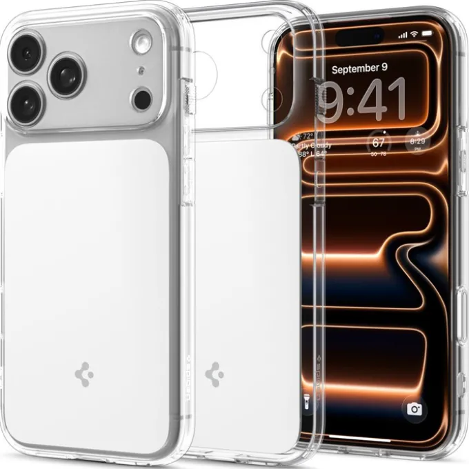 ETUI SPIGEN IPHONE 17 PRO MAX ULTRA HYBRID ”T” MAG MAGSAFE CLEAR/WHITE