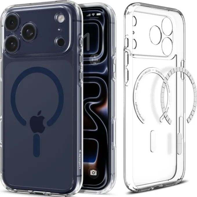 ETUI SPIGEN IPHONE 17 PRO MAX ULTRA HYBRID MAG MAGSAFE CLEAR/DEEP BLUE