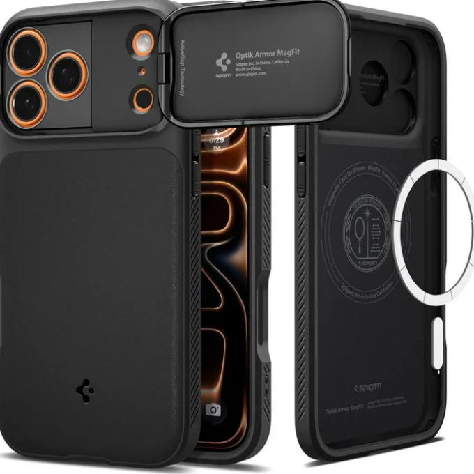 ETUI SPIGEN IPHONE 17 PRO OPTIK ARMOR MAG MAGSAFE CZARNE