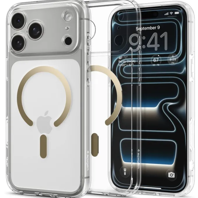 ETUI SPIGEN IPHONE 17 PRO ULTRA HYBRID MAG MAGSAFE CLEAR/GOLD