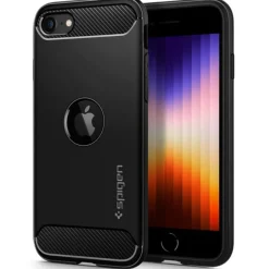 Etui SPIGEN iPhone SE 2022 2020 Rugged Armor Black Czarne Case