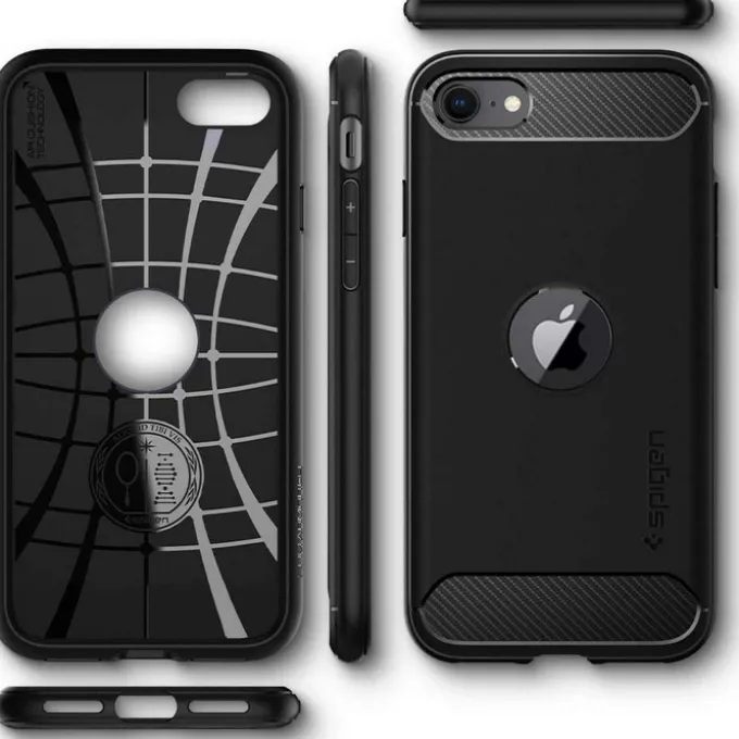 Etui SPIGEN iPhone SE 2022 2020 Rugged Armor Black Czarne Case